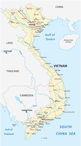 Vietnam Road Map Vector Image