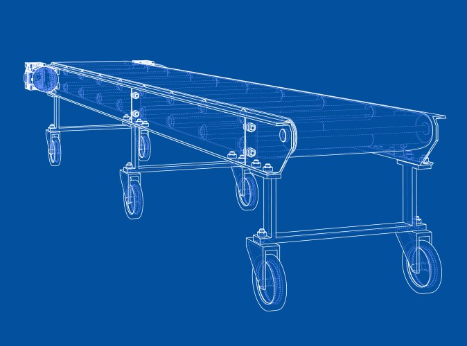 3d outline conveyor belt rendering of vector image