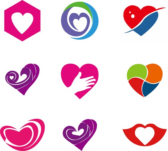 Love heart logo and template – Royalty-Free Vector | VectorStock