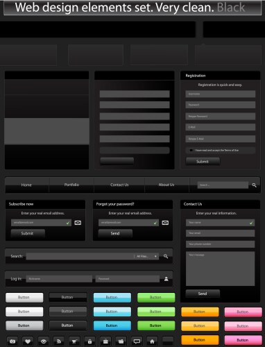 Web design elements set red Royalty Free Vector Image