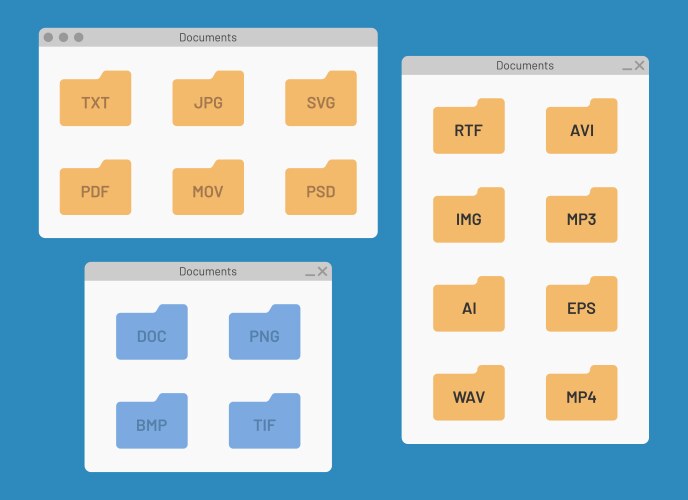 desktop interface window with folders file format vector image