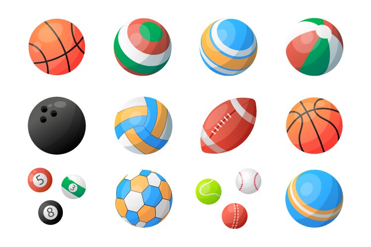 sport balls different handball icons vector image