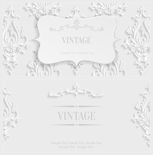 White 3d vintage invitation card vector image