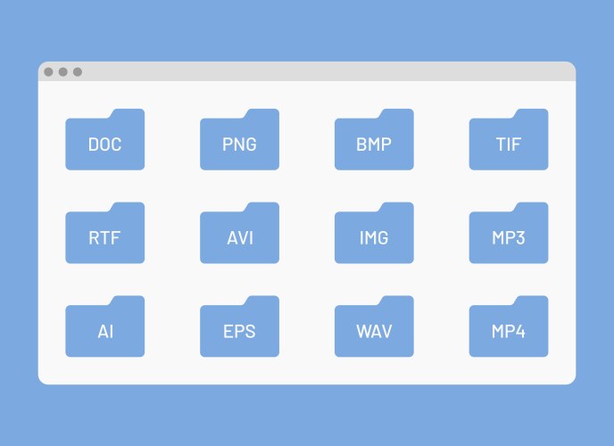 Desktop interface window with folders file format vector image