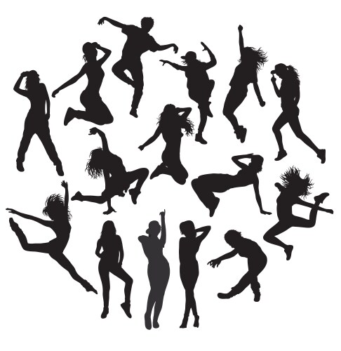 Silhouetted Dancers Vector Image