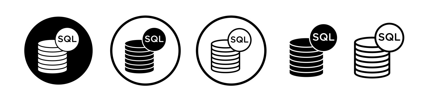 Sql icon set on white background Royalty Free Vector Image