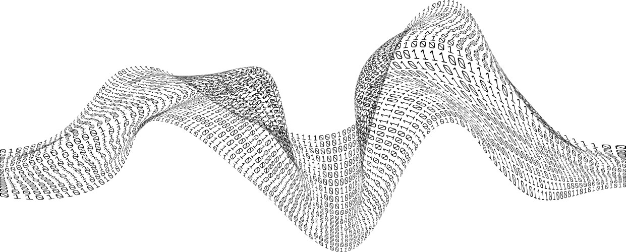 Binary code chaos wave digital technology data vector image