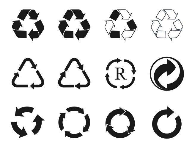 Recycling icons set recycled cycle arrows symbol vector image