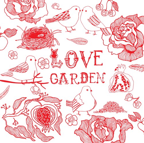 Romantic Floral Sketch Vector Image