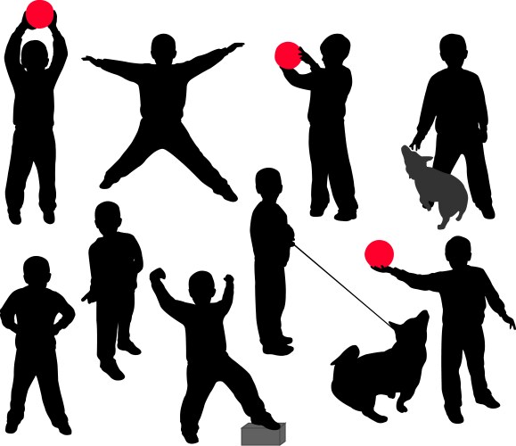 Children silhouettes jumping rope Royalty Free Vector Image