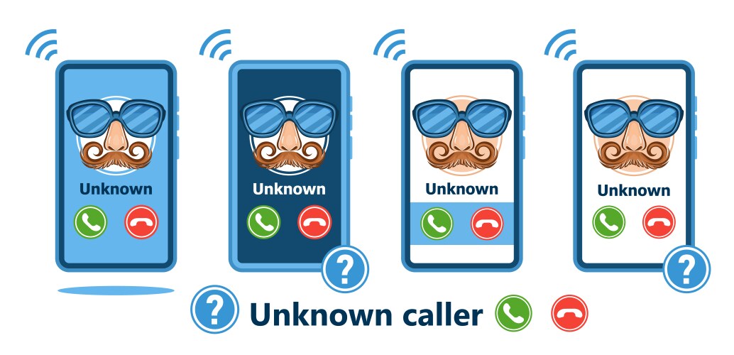 Unknown caller number phone stranger incoming call vector image