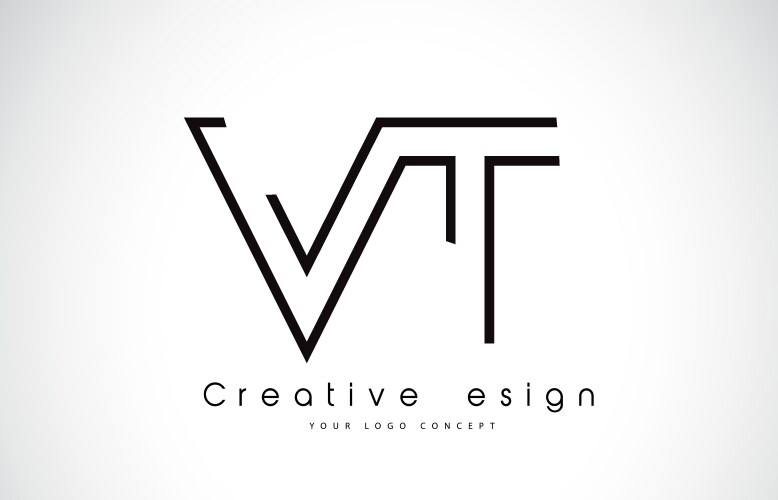 vt v t letter logo design in black colors vector