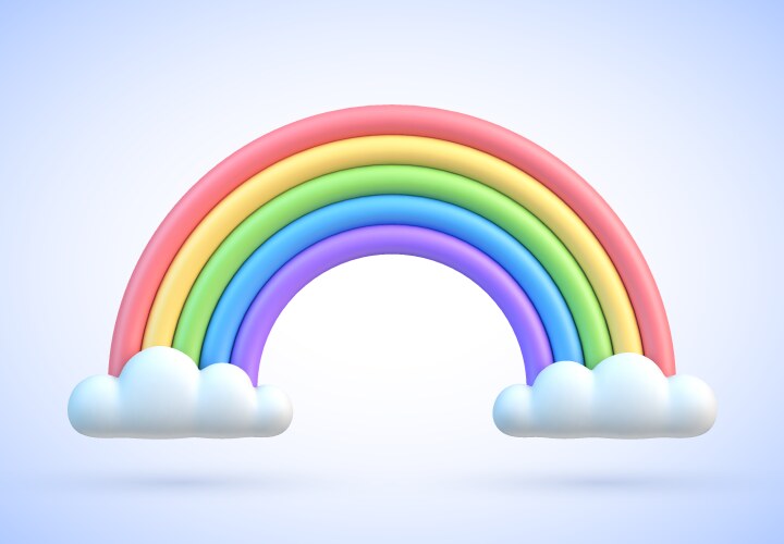 Rainbow with two clouds Royalty Free Vector Image