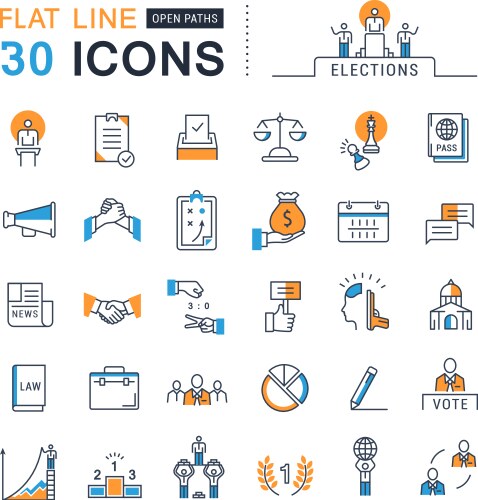 Set flat line design icons Royalty Free Vector Image