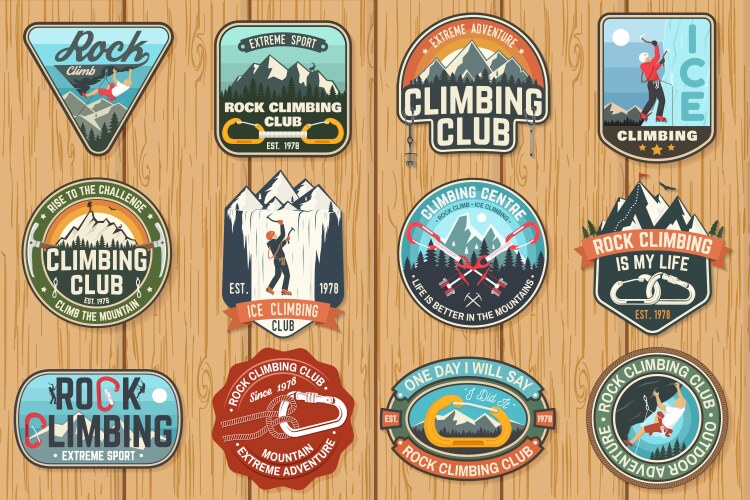Rock Climbing Club Badges Vector Image