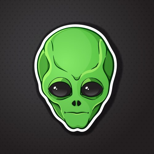 Sticker head alien with green skin Vector Image