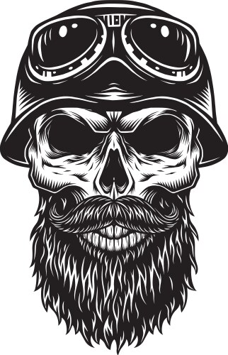 Vintage Bearded Skull Biker Vector Image