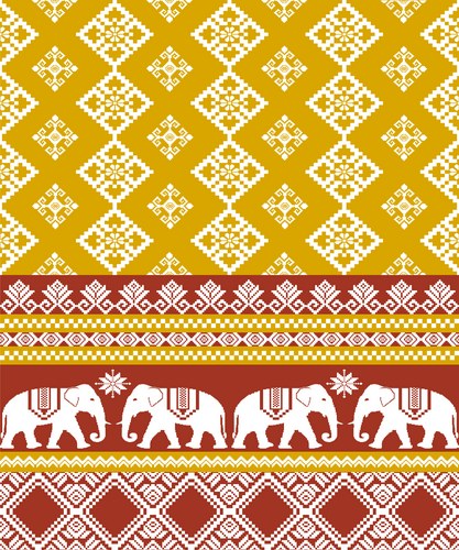 Golden Ochre Tribal Elephant Pattern – Royalty-Free Vector | VectorStock