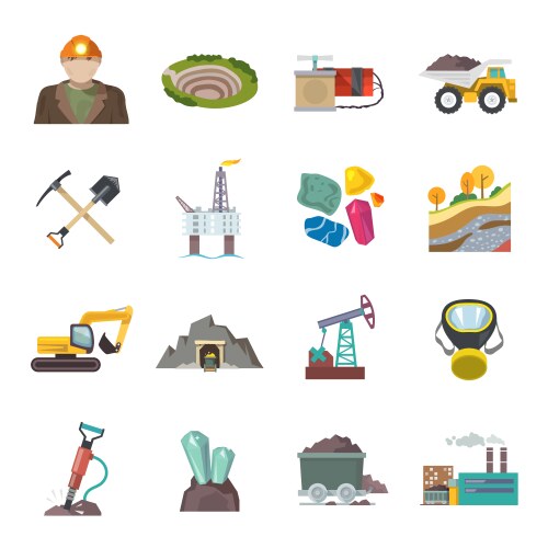 Mining industry flat composition Royalty Free Vector Image