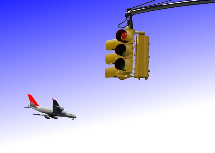 Traffic light and plane image Vector Image