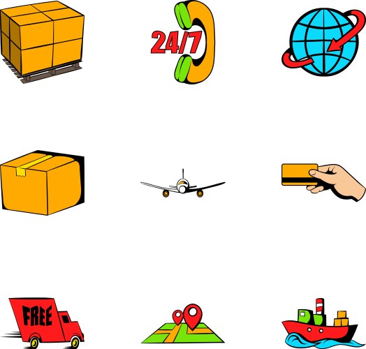 Store icons set cartoon style Vector Image