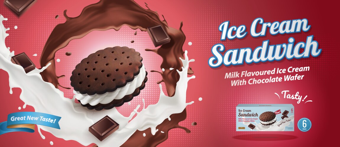 ice cream sandwich cookie ads vector image