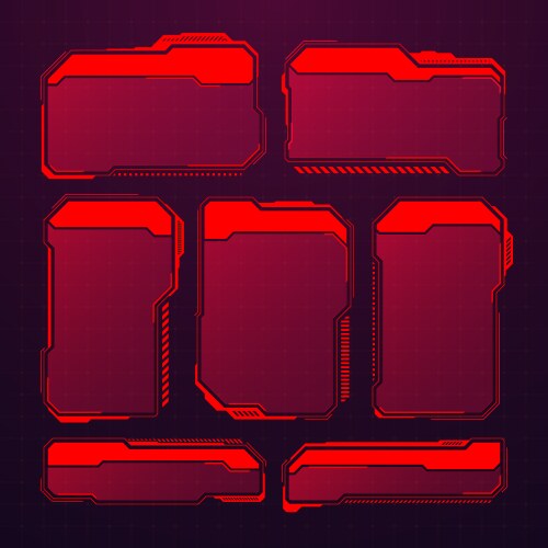 Red futuristic hud or ui elements sci-fi user vector image