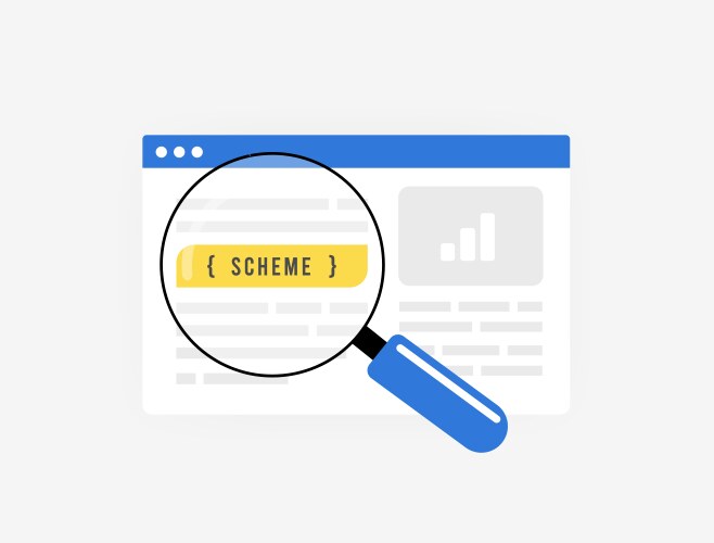 Seo schema markup concept - structured data vector image
