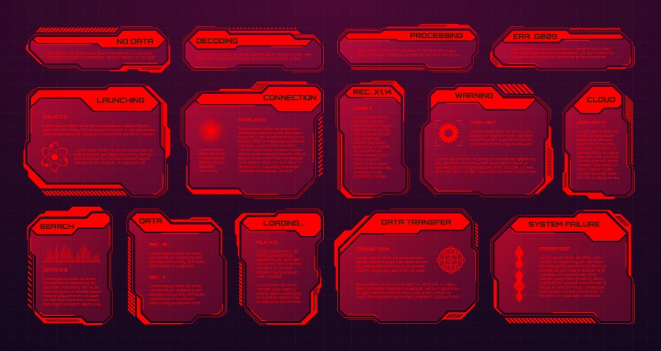 red futuristic hud or ui elements sci-fi user vector image