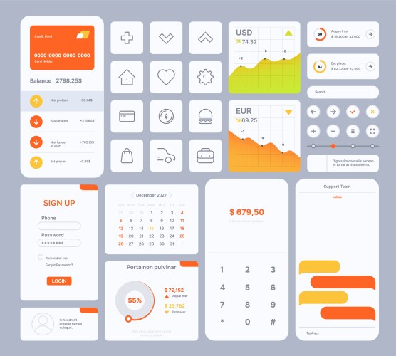 web ui templates user kit digital infographic vector