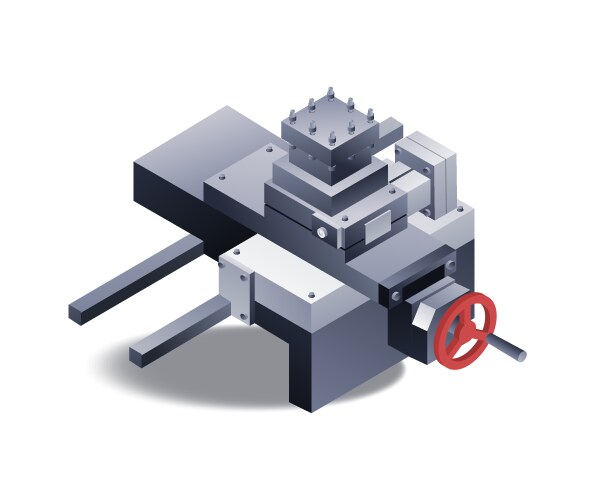 Manual lathe machine part tool post flat vector image