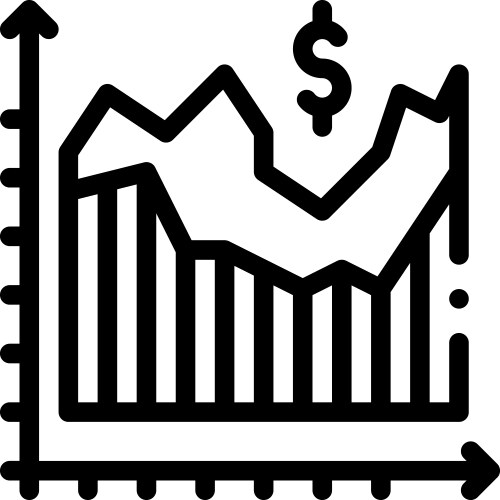 Line graph icon thin linear style design isolated vector image