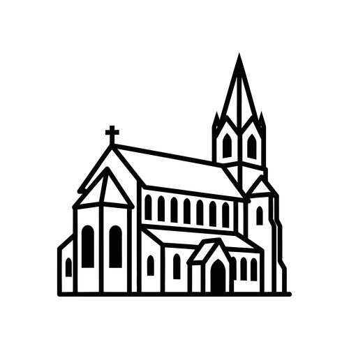 Gothic Church Line Drawing Vector Image