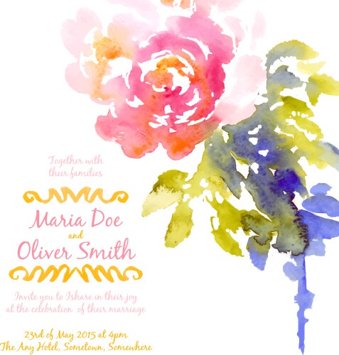 Pink Watercolor Floral Bouquet Vector Image