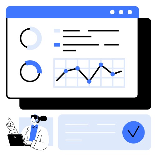 Data analysis dashboard with charts and graphs vector image