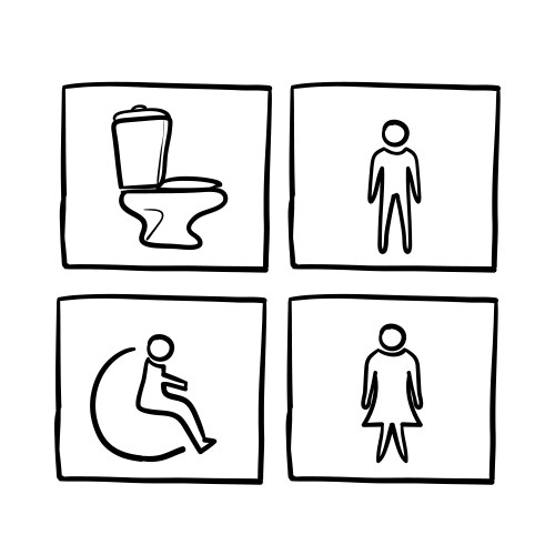 hand drawn doodle toilet icon set isolated vector