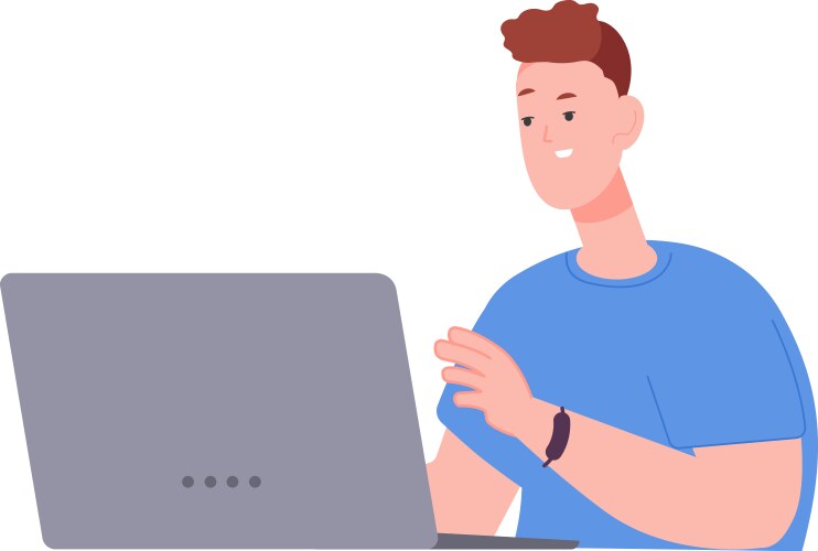 Man work at laptop using computer color icon vector image