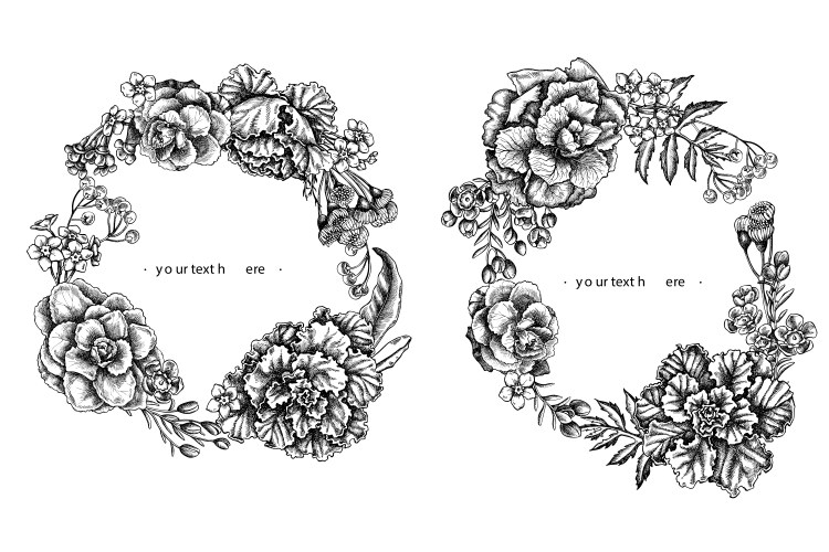 Floral Wreath Black White Vector Images (over 31,000)
