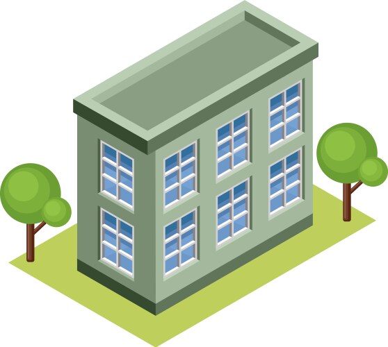 3d isometric school building Royalty Free Vector Image