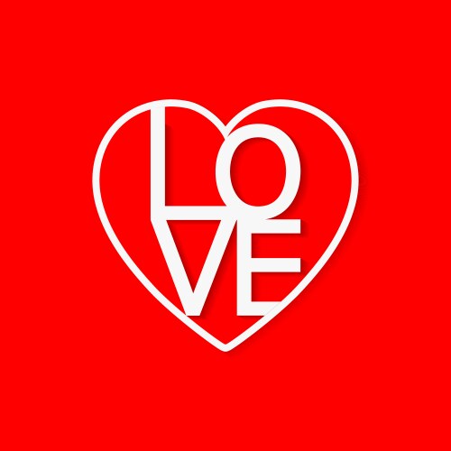 Red heart icon design with the word love vector image