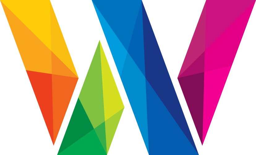 W letter one line colorful logo design template Vector Image