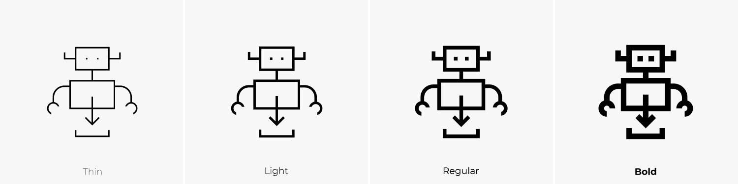 Bot icon thin light regular and bold style design vector image