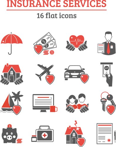 Car insurance services icon set Royalty Free Vector Image