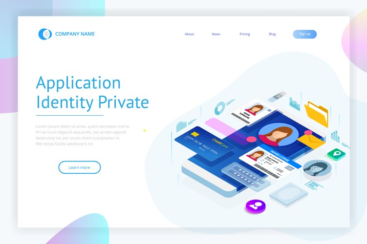 isometric personal data information app identity vector image