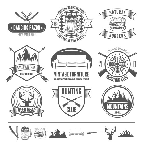Retro vintage insignias set design Vector Image