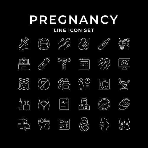 set line icons of pregnancy vector