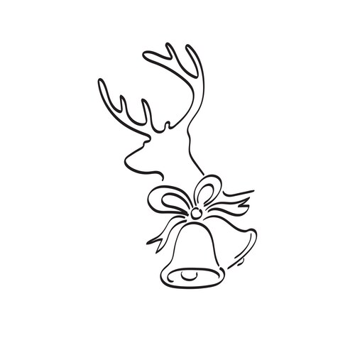Christmas Deer & Bell Line Art Vector Image