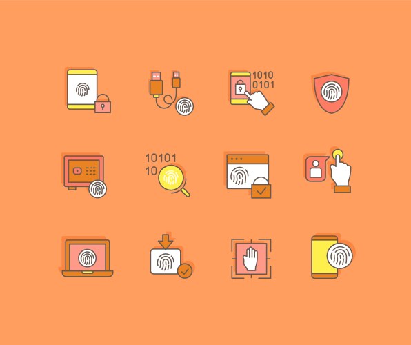 set simple line icons biometrics vector image