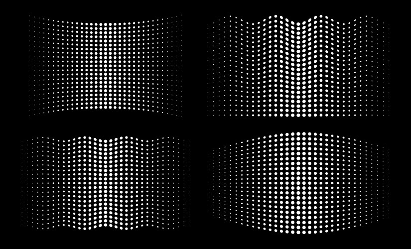 halftone wavy distorted gradient circle dots set vector image