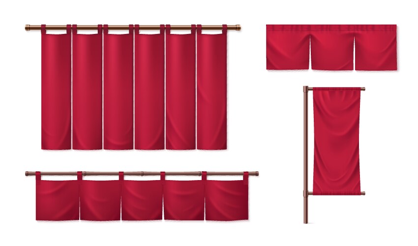 Japanese red curtain noren set Vector Image